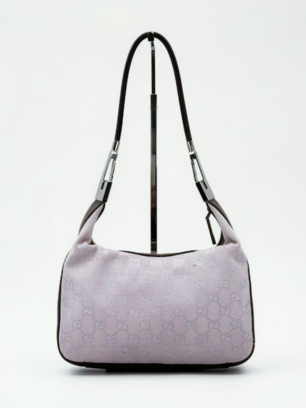 GUCCI Vintage GG Canvas Hobo Shoulder Bag Silver Hardware - Picture 2 of 14